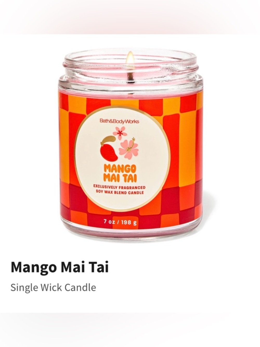 NIB Bath & Body Works “Mango Mai Tai” Single Wick Candle w Lid.